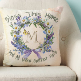 Cojín Decorativo Flor silvestre 'Bendición esta casa' personalizada