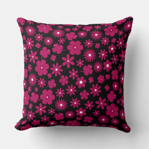 Cojín Decorativo flor silvestre botánico de color berry tropical fl