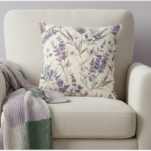 Cojín Decorativo Flor Silvestre Lavanda Boho Botánico Floral