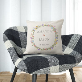 Cojín Decorativo Flor silvestre morado azul amarillo rosa flor de g