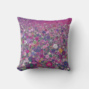 Cojín Decorativo Flor silvestre rosa y púrpura
