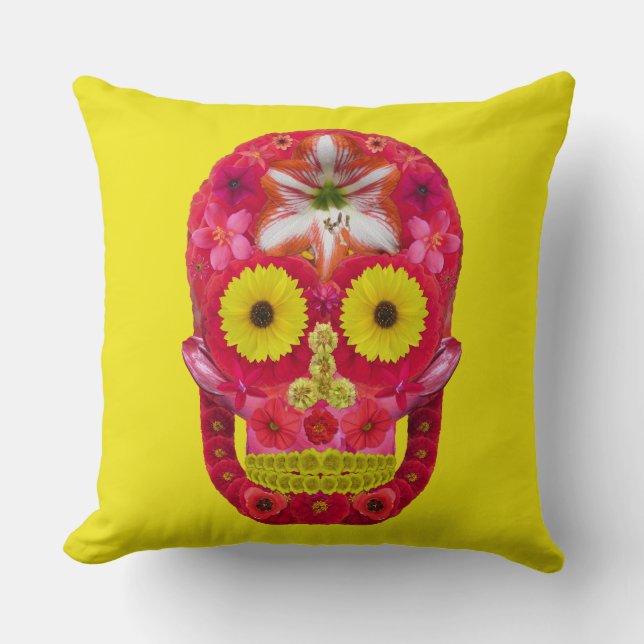 Cojín Decorativo Flor Skull 6 (Anverso)