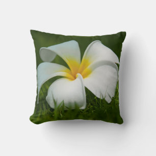 Cojín Decorativo Flor tropical blanca (frangipani) cerca