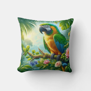 Cojín Decorativo Flor tropical de macao verde
