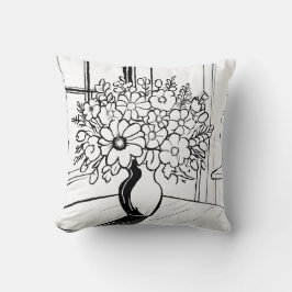 Cojín Decorativo Flor Vase Moderno Bouquet Minimalista