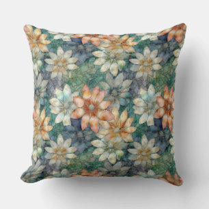 Cojín Decorativo Flor verde azul azul