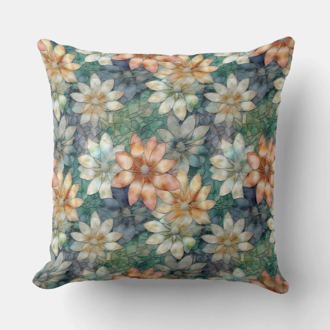Cojín Decorativo Flor verde azul azul (Anverso)
