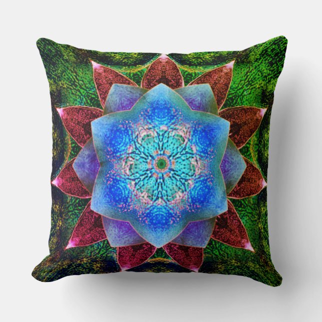 Cojín Decorativo Flor virtual rojiza de aspecto ostentoso o rústico (Anverso)