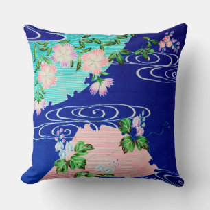 Cojín Decorativo Flor y agua corriente, diseño japonés