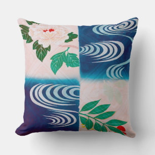 Cojín Decorativo Flor y agua corriente, diseño japonés