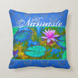 Cojín Decorativo Flor y damasco de Lotus de la yoga de Namaste