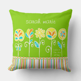 Cojín Decorativo Flor y rayas cortas Personalizable bebé