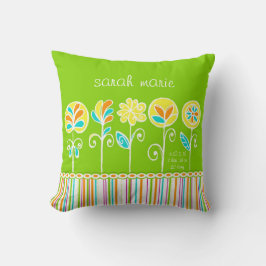 Cojín Decorativo Flor y rayas cortas Personalizable bebé