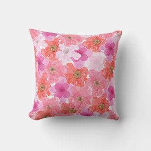 Cojín Decorativo Flora acuarela rosa bonito