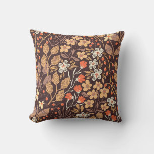 Cojín Decorativo Flora de Otoño: Patrón vintage sin foco