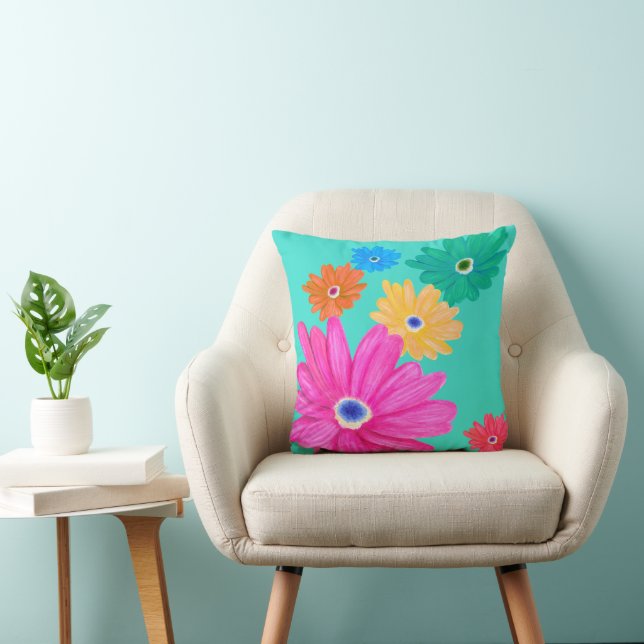Cojín Decorativo Flora de verano turquesa (Silla)