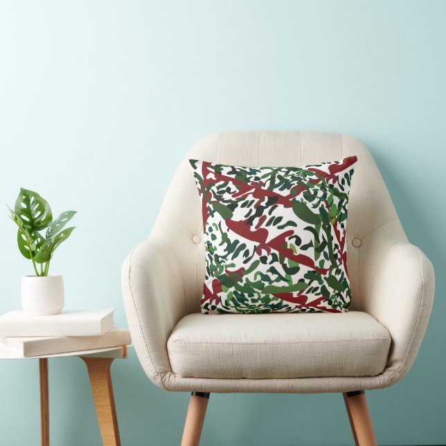 Cojín Decorativo Flora verde roja botánica (Silla)