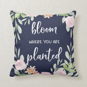 Cojín Decorativo Floración donde usted está tipografía floral