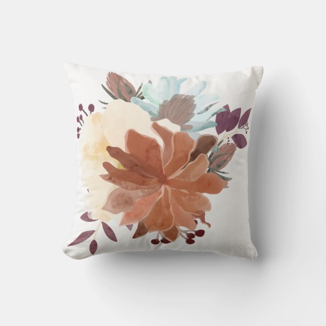 Cojín decorativo floral acuarela (Anverso)