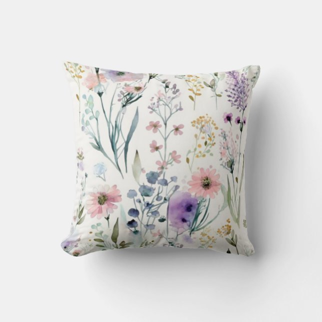Cojín Decorativo Floral acuarela (Anverso)