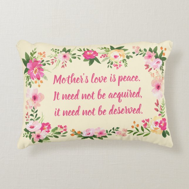 Cojín Decorativo Floral acuarela de amor de la madre (Anverso)