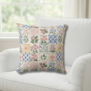 Cojín Decorativo Floral acuarela de flor silvestre rosa