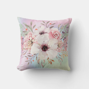 Cojín Decorativo Floral Acuarela Rosa Pastel Moderno
