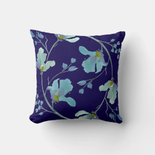 Cojín Decorativo Floral acuática azul marina