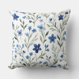 Cojín Decorativo Floral acuática azul y blanca