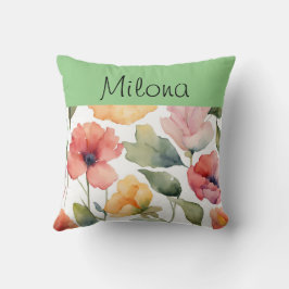 Cojín decorativo floral acuático personalizado