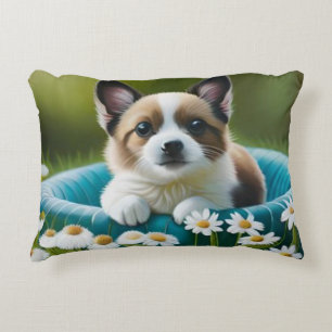 Cojín Decorativo Floral adorable perro pequeño en los perezosos
