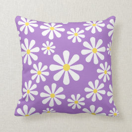 Cojín Decorativo Floral amarillo blanco púrpura de la margarita