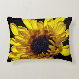 Cojín Decorativo Floral amarillo dorado negro abstracto decoración