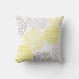 Cojín Decorativo Floral Amarillo Gris Moderno