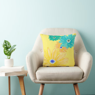 Cojín Decorativo Floral Amarillo Limón de Verano