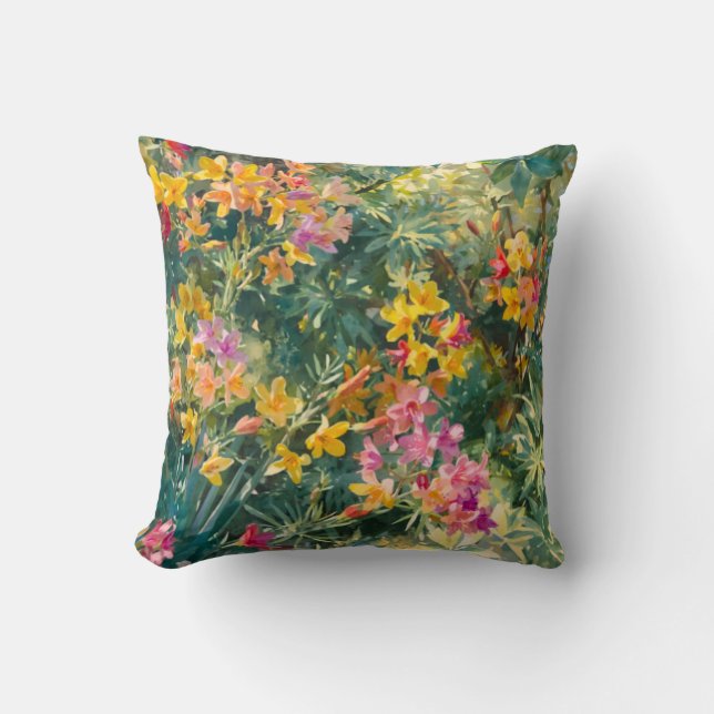 Cojín Decorativo Floral Amarillo Rosa (Anverso)