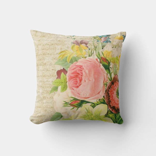 Cojín Decorativo Floral Antiguo (Anverso)