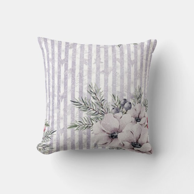 Cojín Decorativo Floral Arbolada Rayada (Anverso)