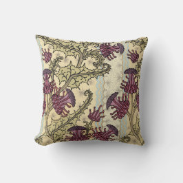 Cojín decorativo floral Art Nouveau Plum Green