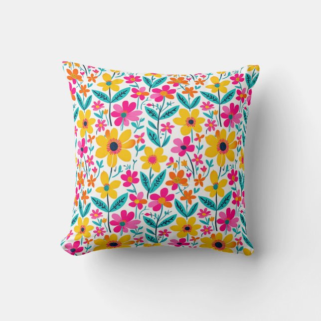 Cojín Decorativo Floral Audaz Pintado (Anverso)