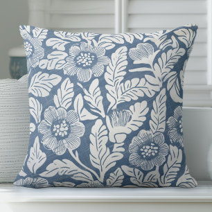 Cojín decorativo floral azul