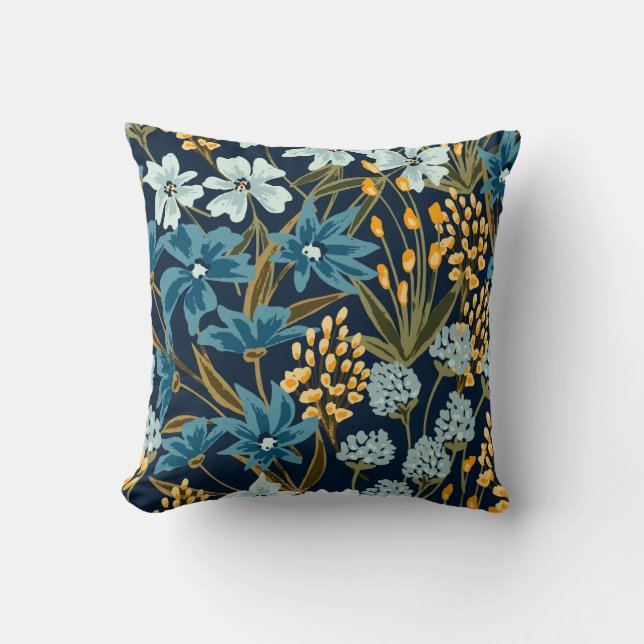 Cojín Decorativo Floral azul (Anverso)