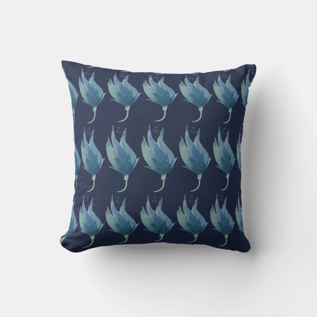 Cojín Decorativo Floral azul acuático (Anverso)