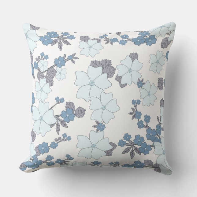 Cojín Decorativo Floral azul bonito (Anverso)
