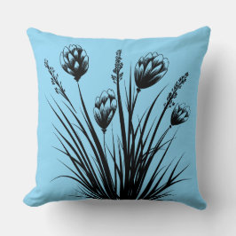 Cojín decorativo floral azul claro