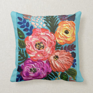 Cojín decorativo floral azul claro