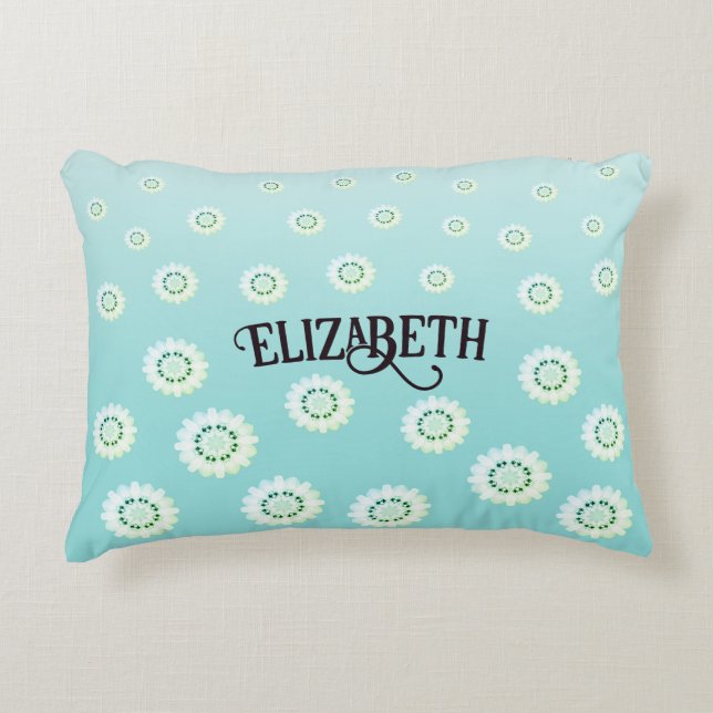 Cojín Decorativo Floral azul claro personalizada (Anverso)