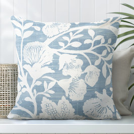 Cojín decorativo floral azul claro y blanco