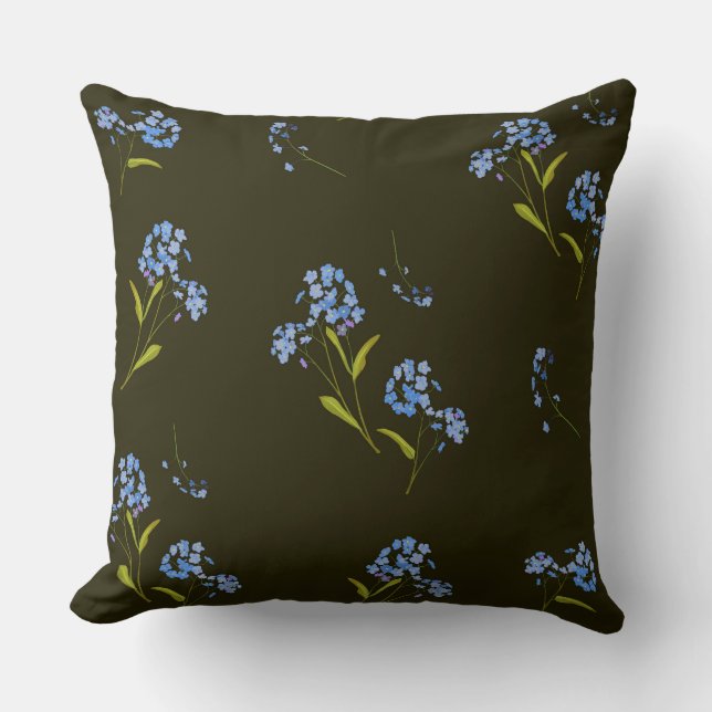 Cojín Decorativo Floral azul delgada (Anverso)