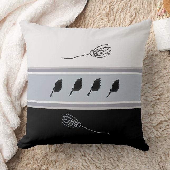 Cojín decorativo floral azul e marfil (Manta)